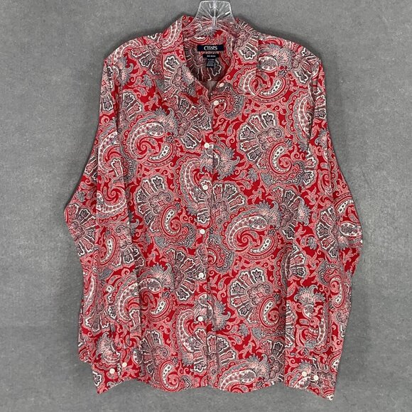 Champs Shirt Women XL Multicolor Paisley Button Up‎ No Iron Long Sleeve Classic - Picture 1 of 14